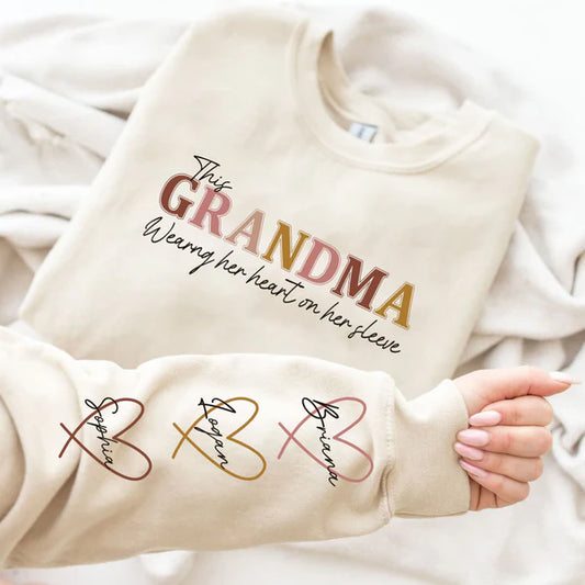 Custom This Mama Wears Her Heart On Her Sleeve Hoodie