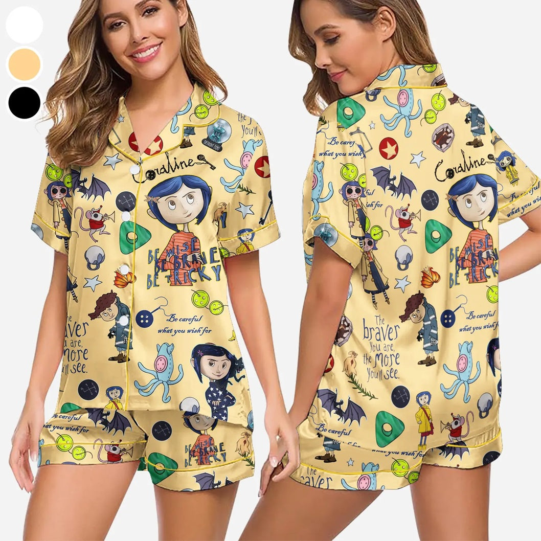 Coraline Stamp Halloween Pajamas Set