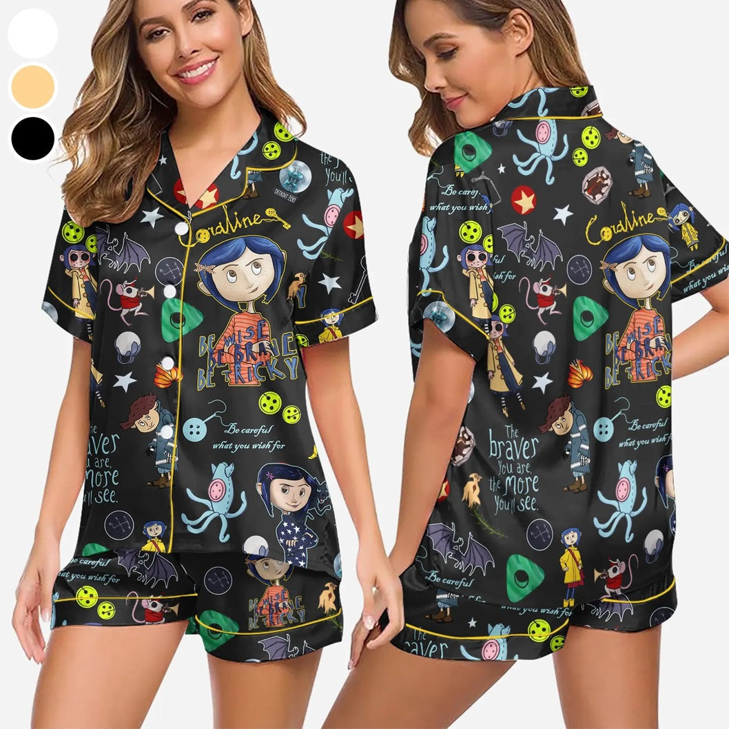Coraline Stamp Halloween Pajamas Set