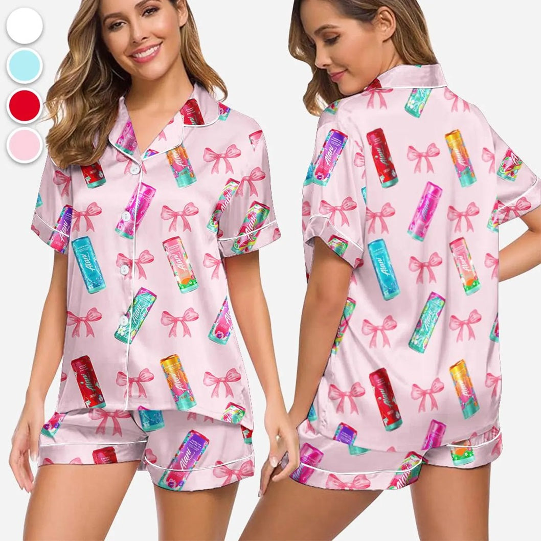 Alani Nu Energy Drink Coquette Bow Pajama Set