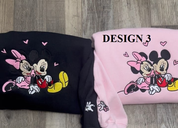 Cute Mickey And Minnie Embroidered Sweatshirt
