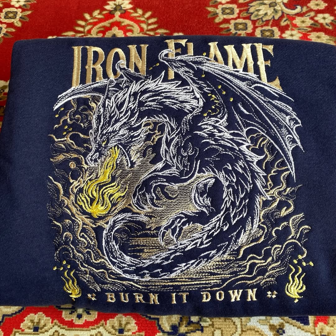IRON FLAME Tain Dragon Embroidered Sweatshirt, Iron Flame Book Embroidered Hoodie
