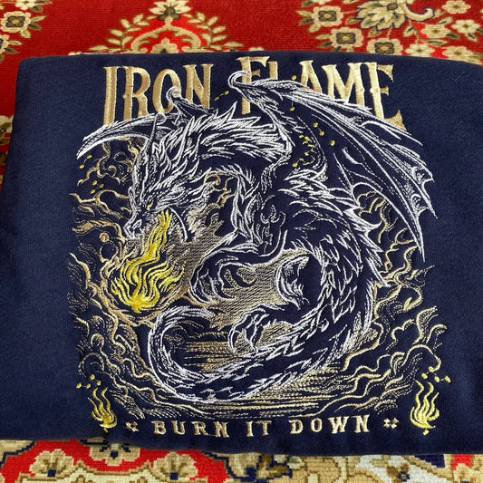 IRON FLAME Tain Dragon Embroidered Sweatshirt, Iron Flame Book Embroidered Hoodie