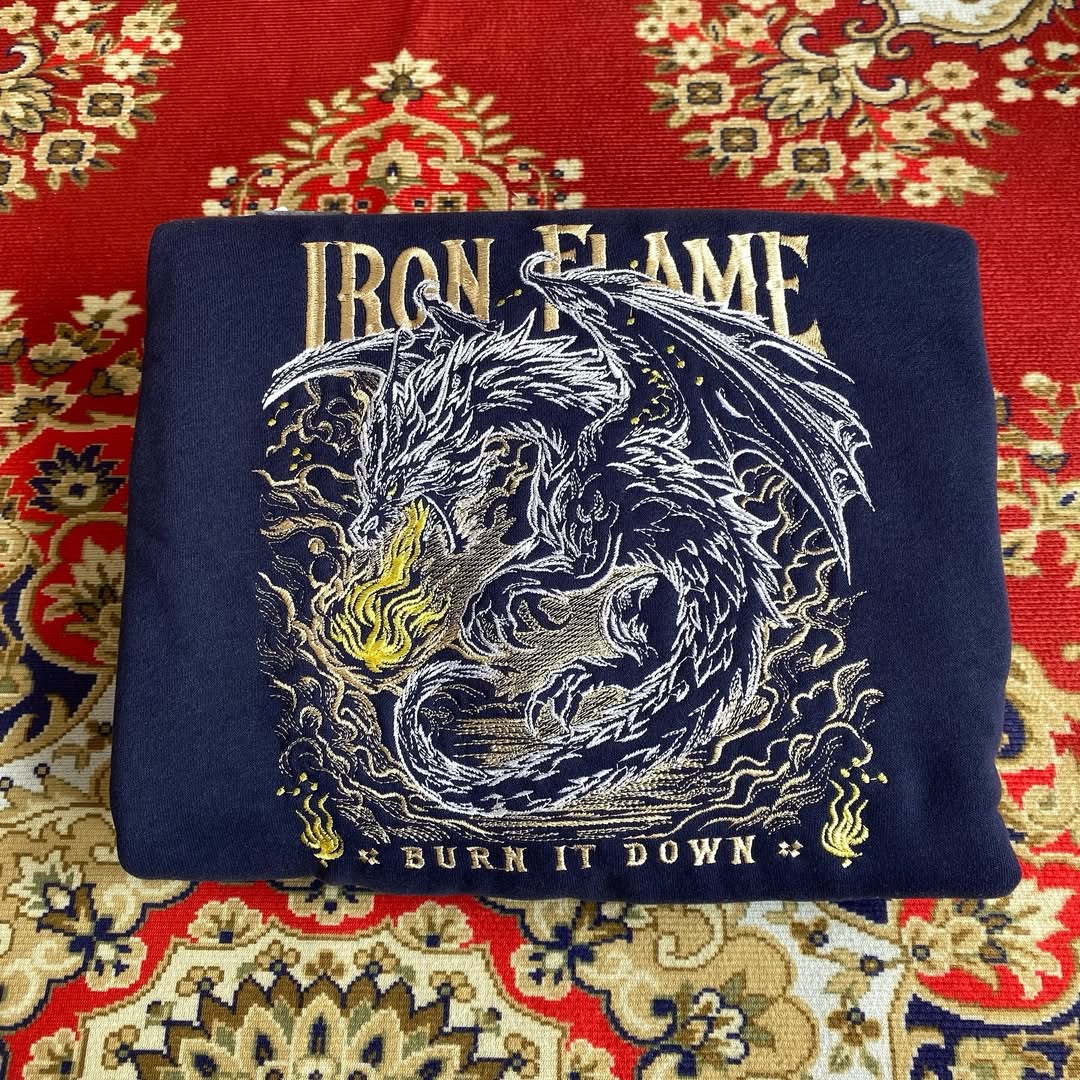 IRON FLAME Tain Dragon Embroidered Sweatshirt, Iron Flame Book Embroidered Hoodie