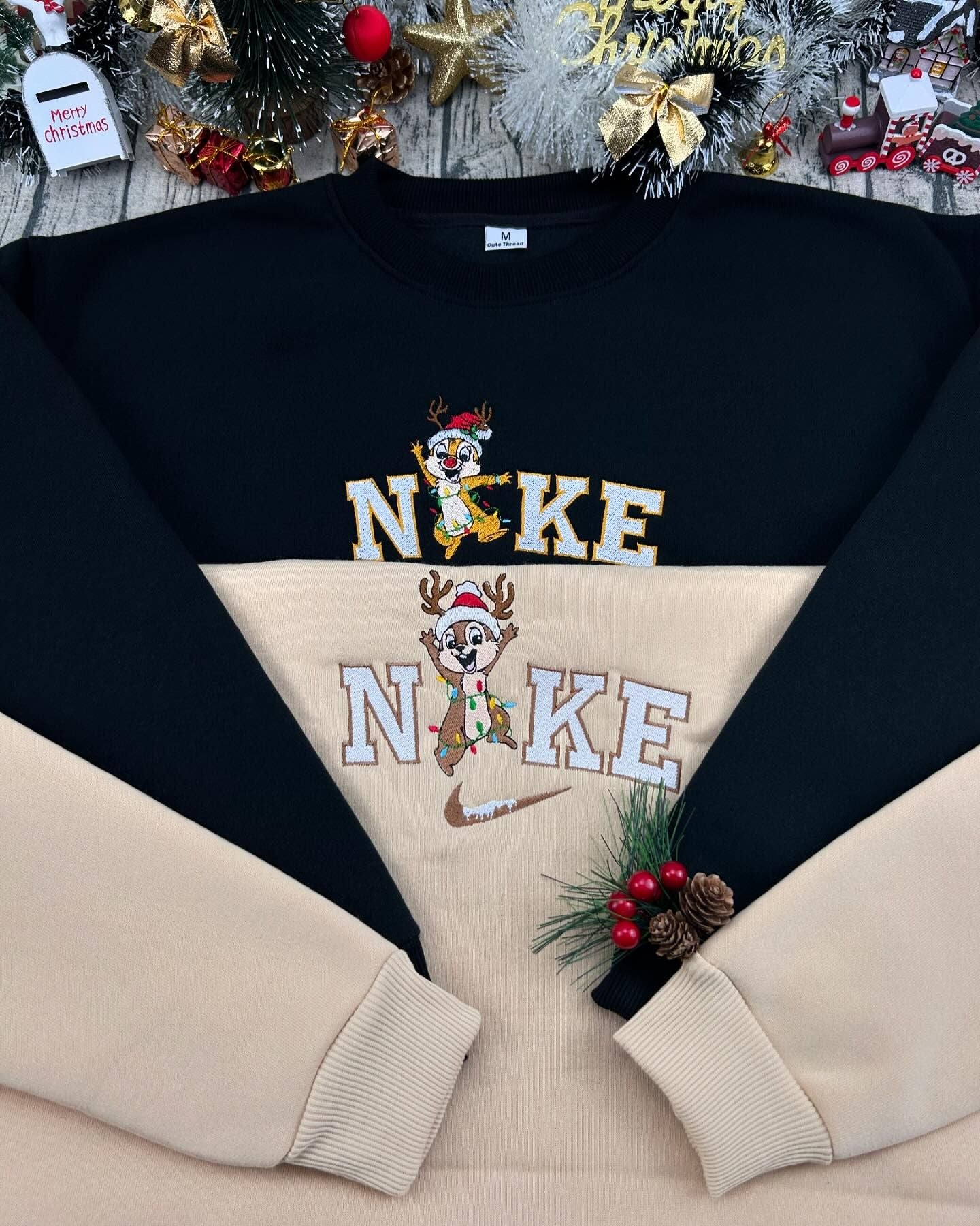 Dale and Chip Christmas embroidery sweatshirt