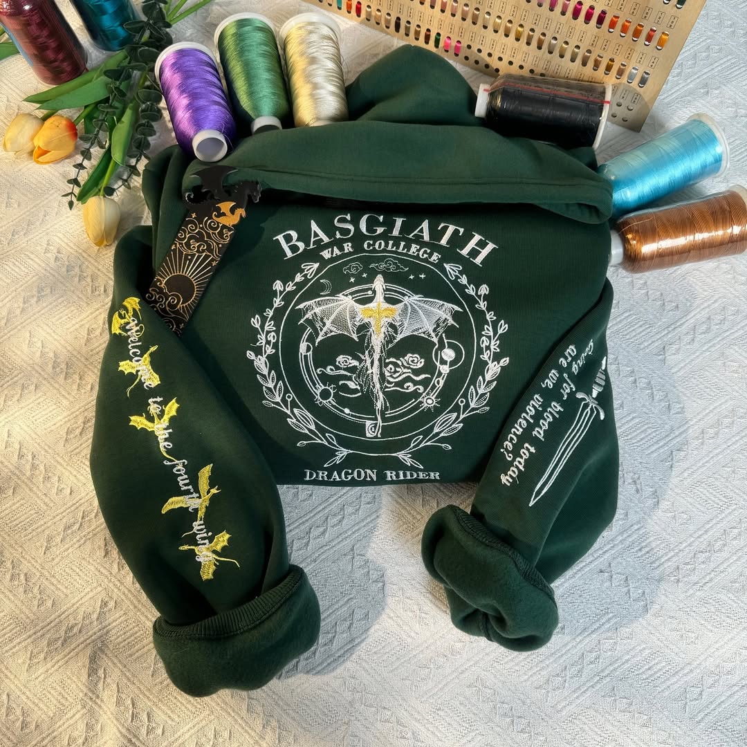 Wing Leader Embroidered Sweatshirt, Fourth Wing Embroidered Hoodie