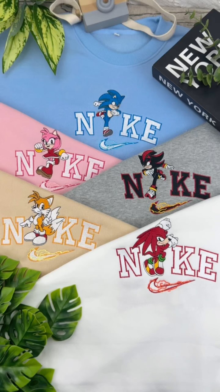 Cute Shadow Sonic Embroidered Sweatshirt