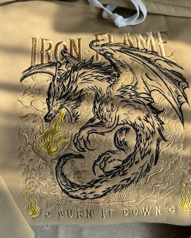IRON FLAME Tain Dragon Embroidered Sweatshirt, Iron Flame Book Embroidered Hoodie
