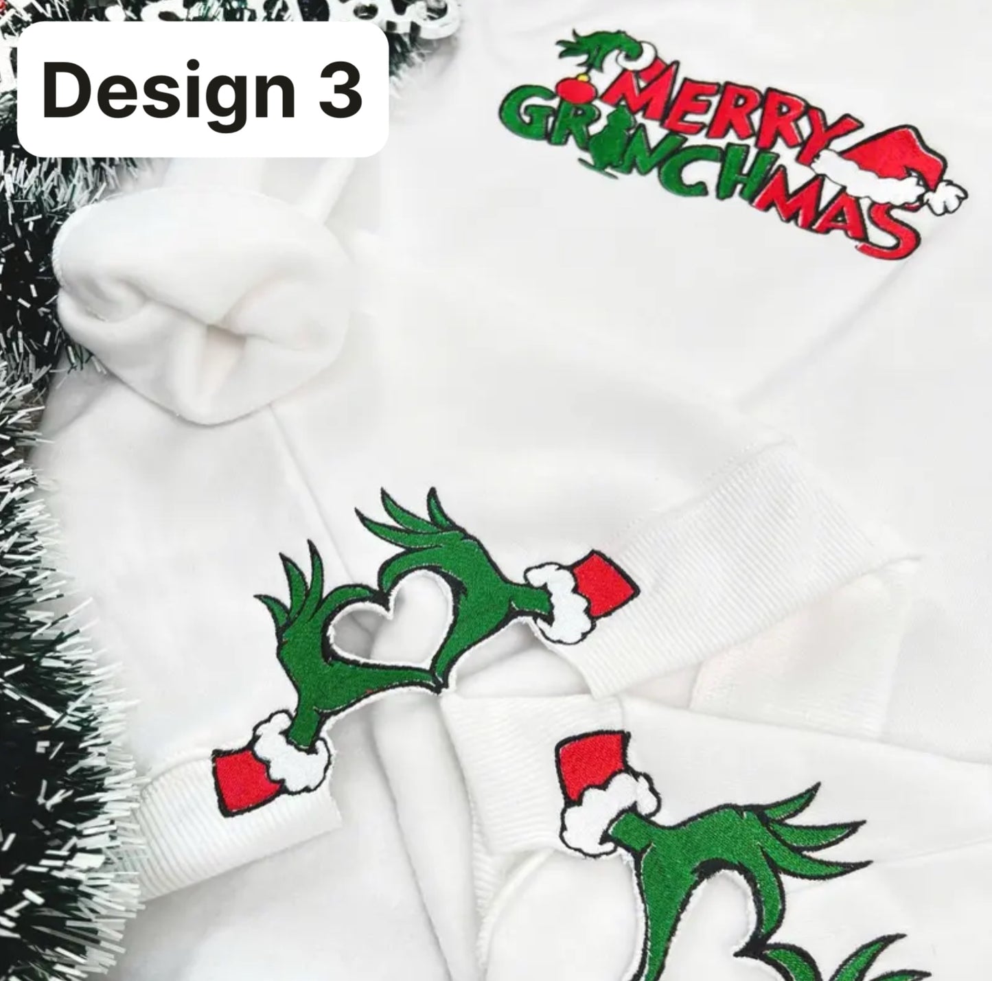 Merry Christmas Side Bow Applique Embroidered Sweatshirt