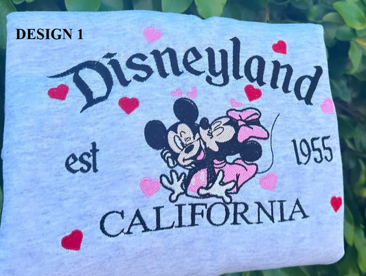 Cute Mickey And Minnie Embroidered Sweatshirt