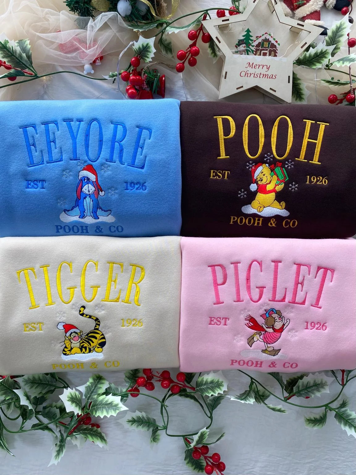 Christmas Winnie The Pooh & Friends Embroidered Sweatshirt