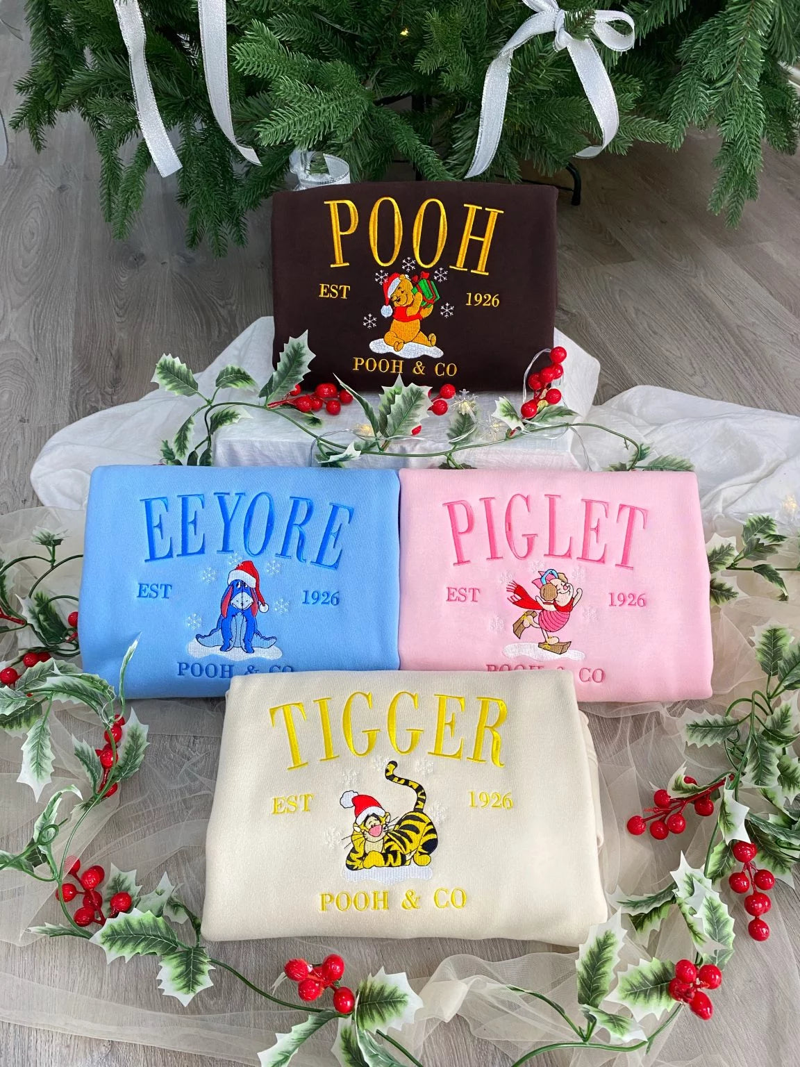 Christmas Winnie The Pooh & Friends Embroidered Sweatshirt