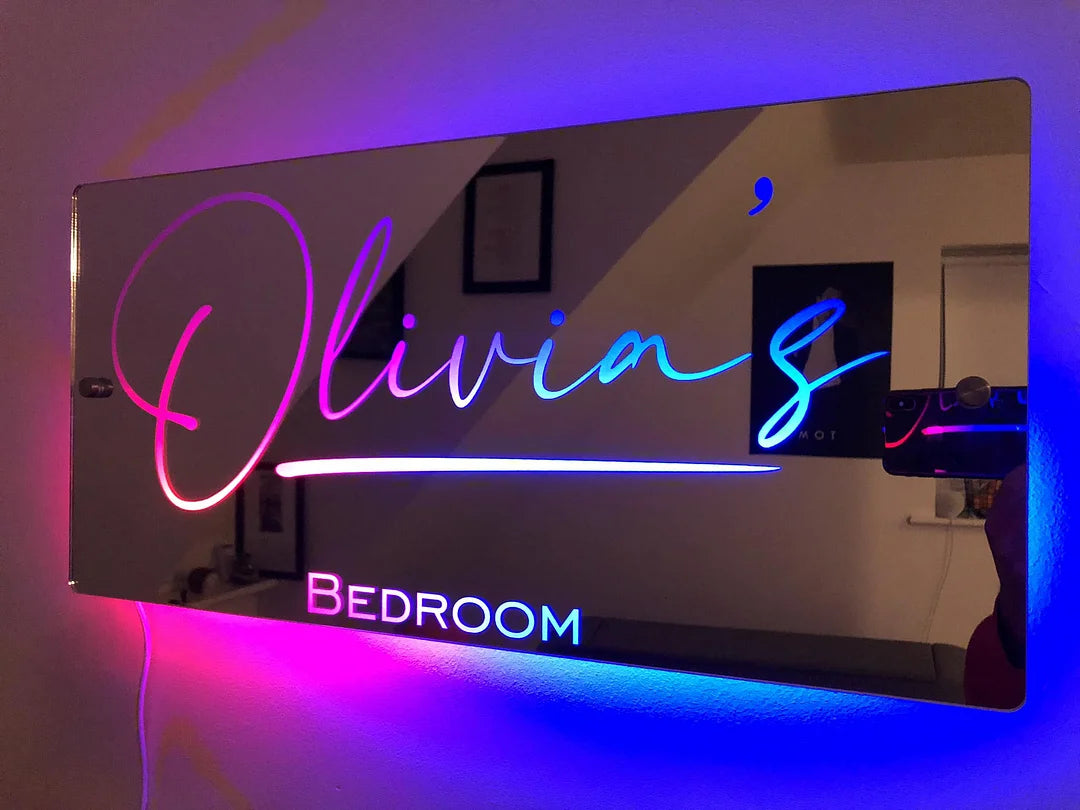 PERSONALISED NAME MIRROR - LIGHT UP MIRROR