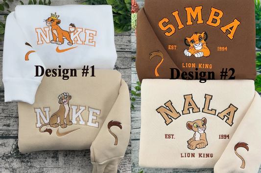 Simba And Nala CoupleEmbroidered Sweatshirt New