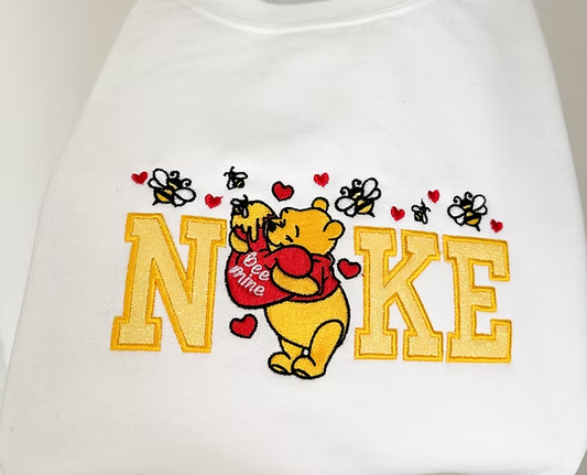 Winnie the pooh glitter embroidery sweatshirt