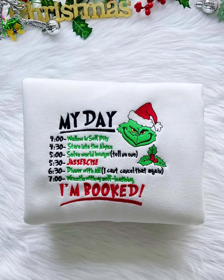 Grinch-inspired Christmas Collection embroidery sweatshirt