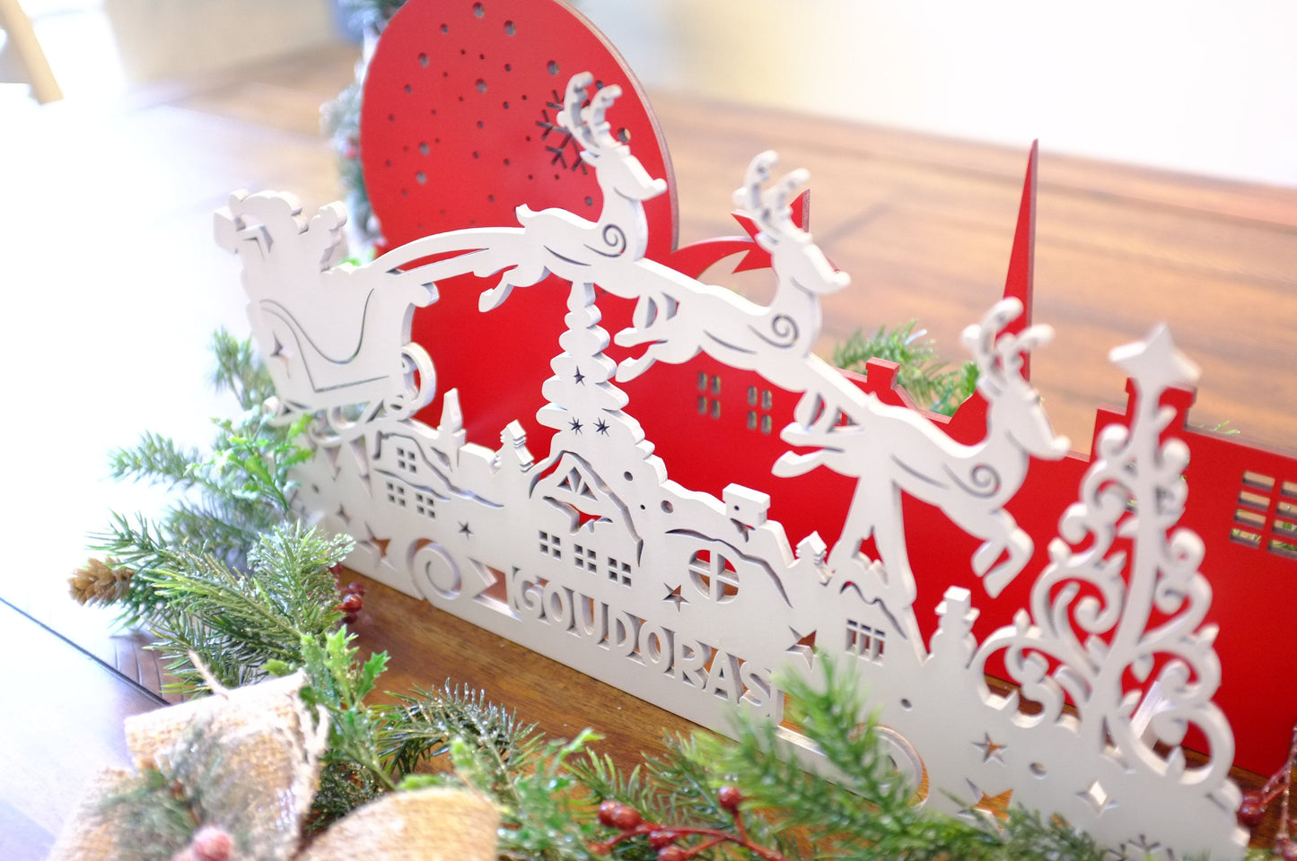 Personalized Wood Santa and Reindeer Decoration