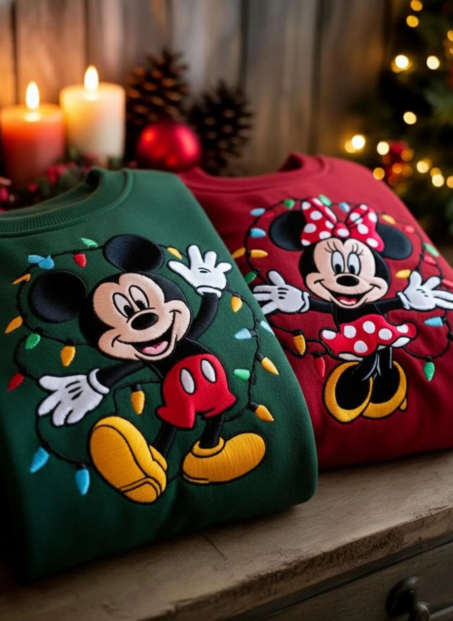 Mickey Minnie Christmas Embroidered Sweatshirt
