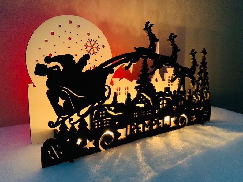 Personalized Wood Santa and Reindeer Decoration
