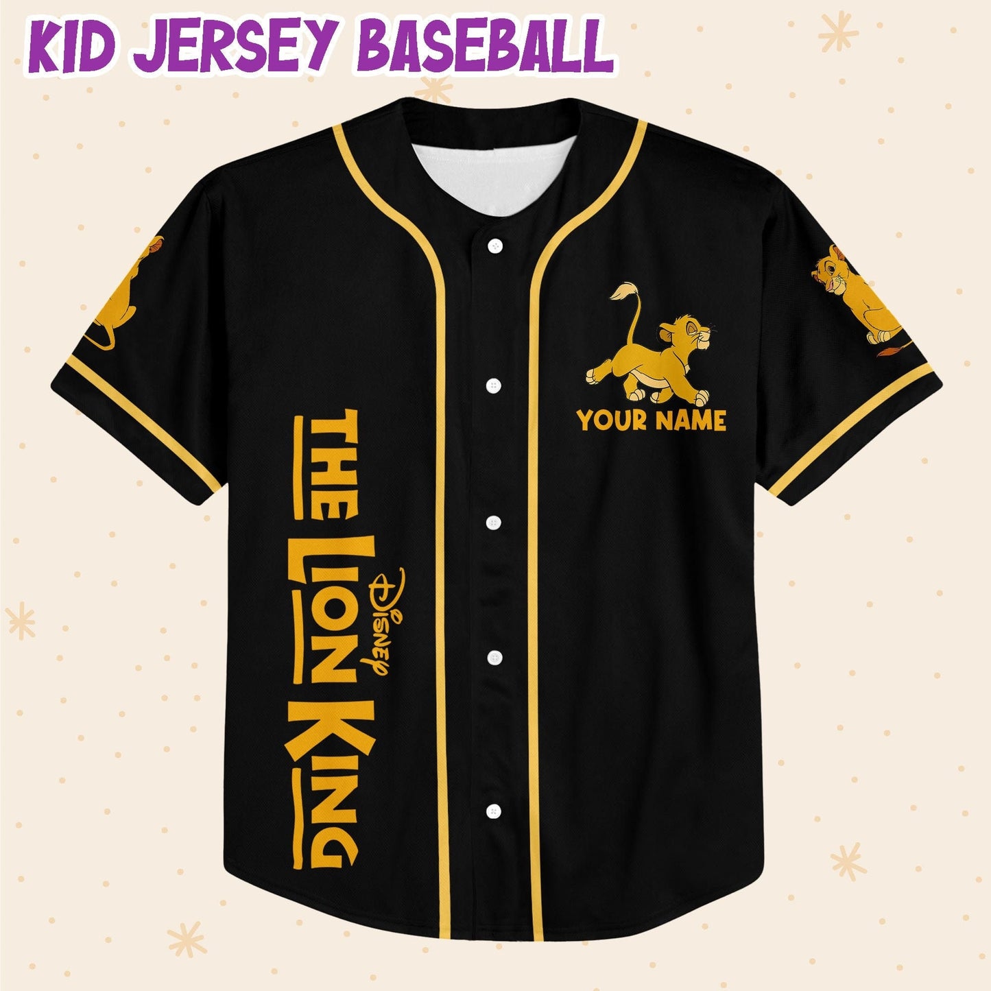 Personalize The Lion King Simba Lovely Black Disney Baseball Jersey for Kids, Youth, Adult