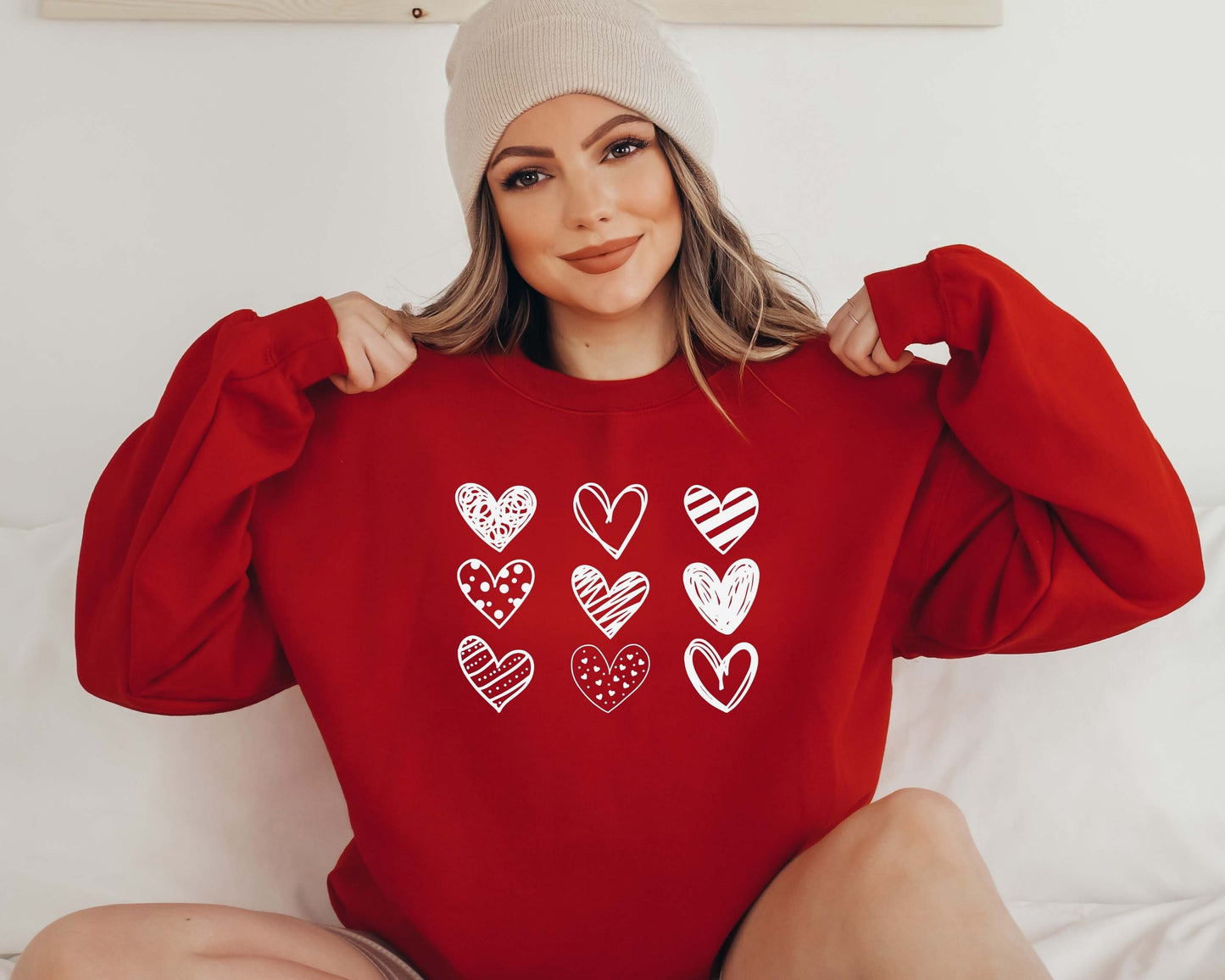 Womens Valentines Hearts Sweatshirt