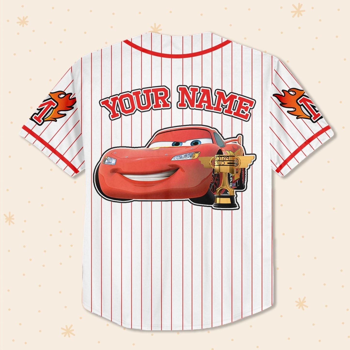 Custom Lightning Mcqueen Disney Baseball Jersey for Kids, Youth, Adult
