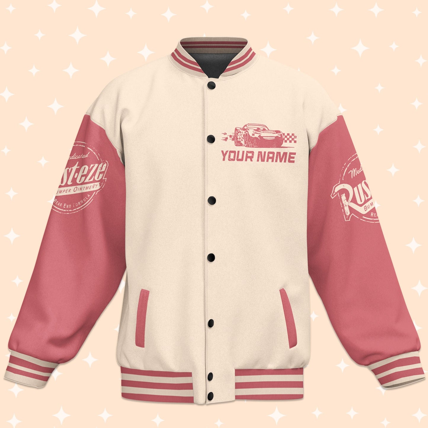 Personalize Cars Lightning McQueen Retro Rust-eze Varsity Jacket