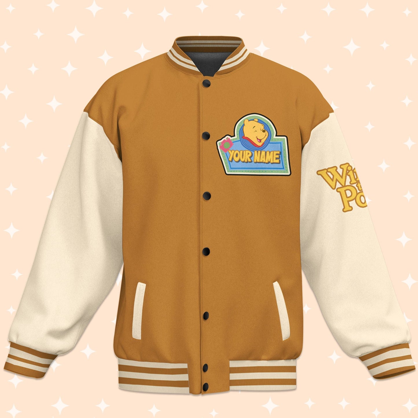 Personalize Winnie The Pooh Happy Life Varsity Jacket