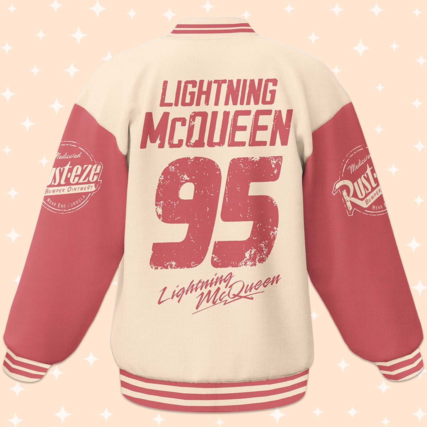Personalize Cars Lightning McQueen Retro Rust-eze Varsity Jacket