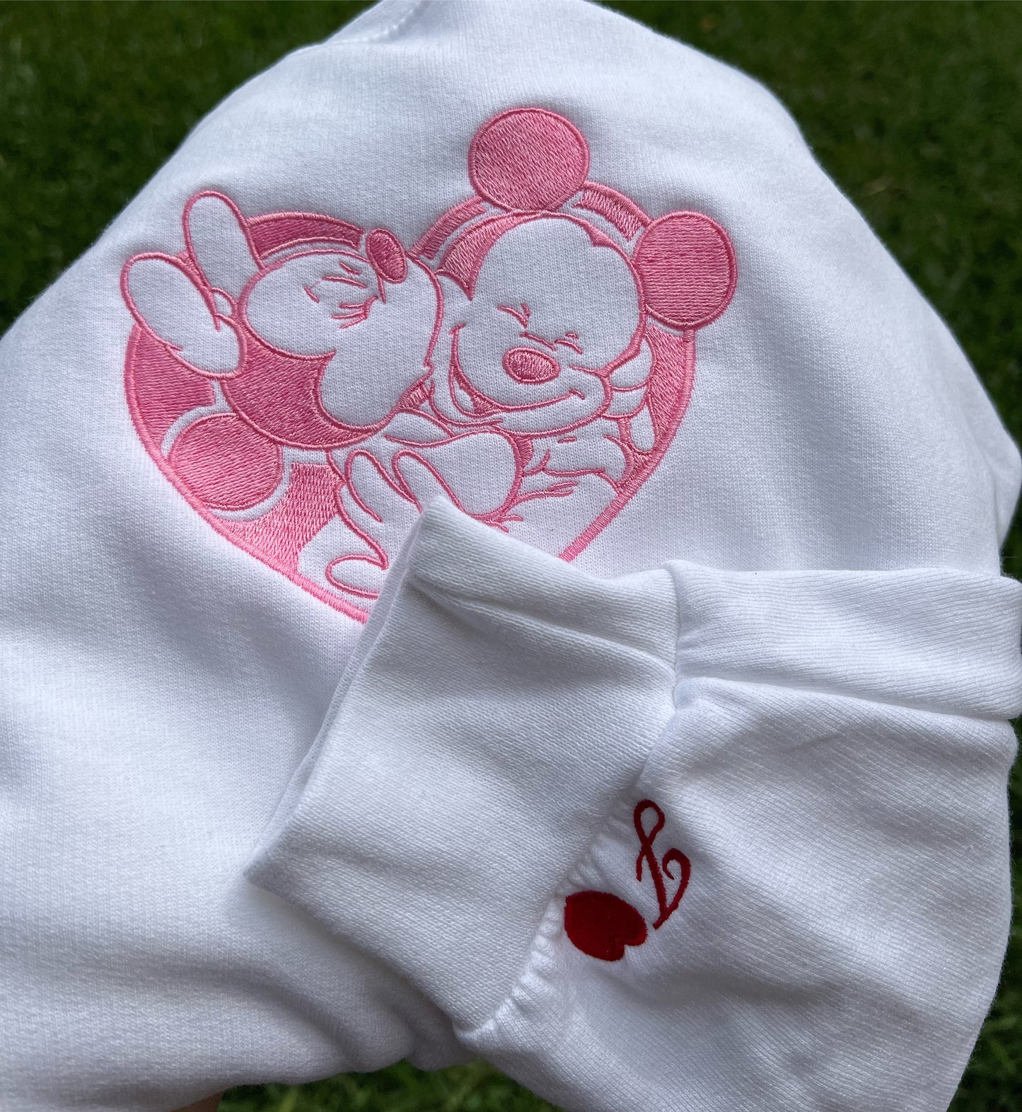 Cute Mickey And Minnie Embroidered Sweatshirt