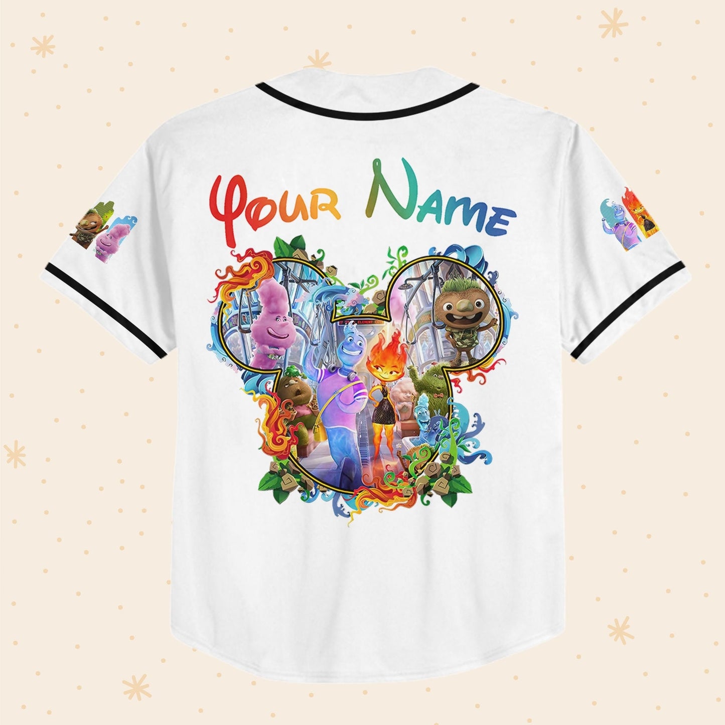 Personalize Disney Pixar Elenmental Mickey Head Jersey for Kids, Youth, Adult