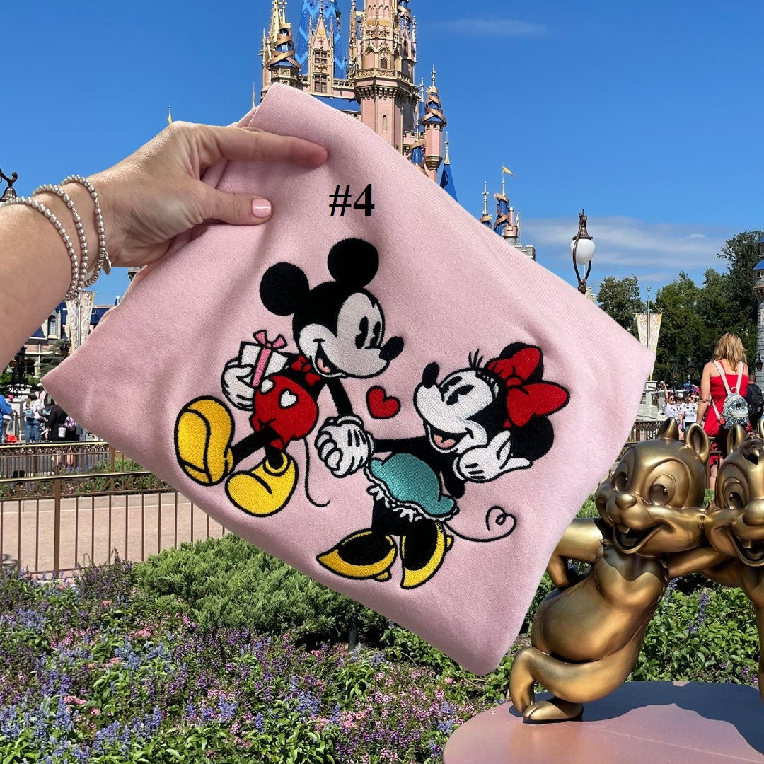 Disney Mickey and Minnie Embroidery Sweatshirt