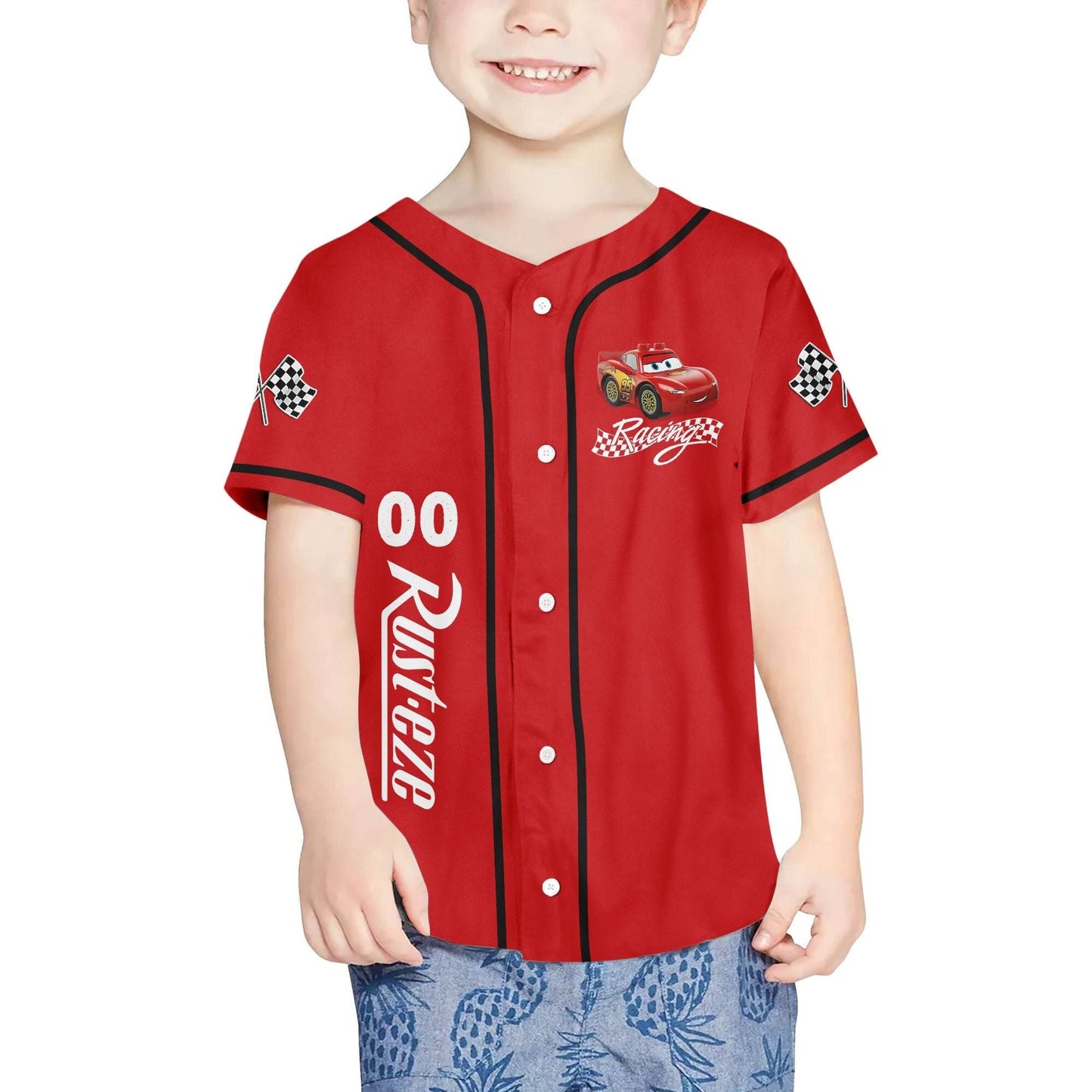 Personalize Lightning Mcqueen Disney Baseball Jersey for Kids, Youth, Adult