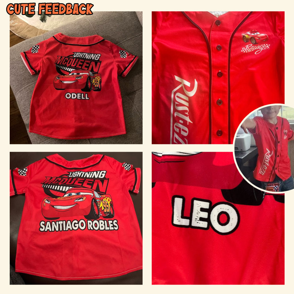 Personalize Lightning Mcqueen Disney Baseball Jersey for Kids, Youth, Adult