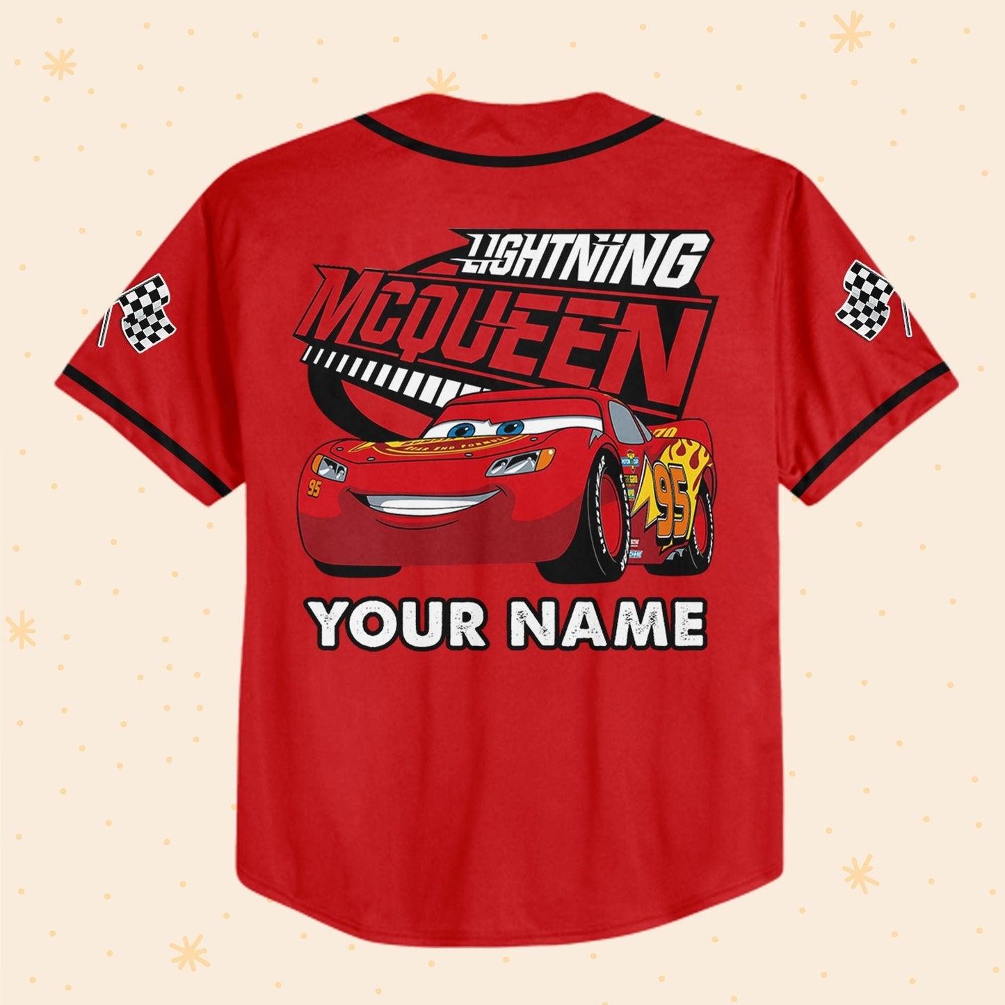 Personalize Lightning Mcqueen Disney Baseball Jersey for Kids, Youth, Adult