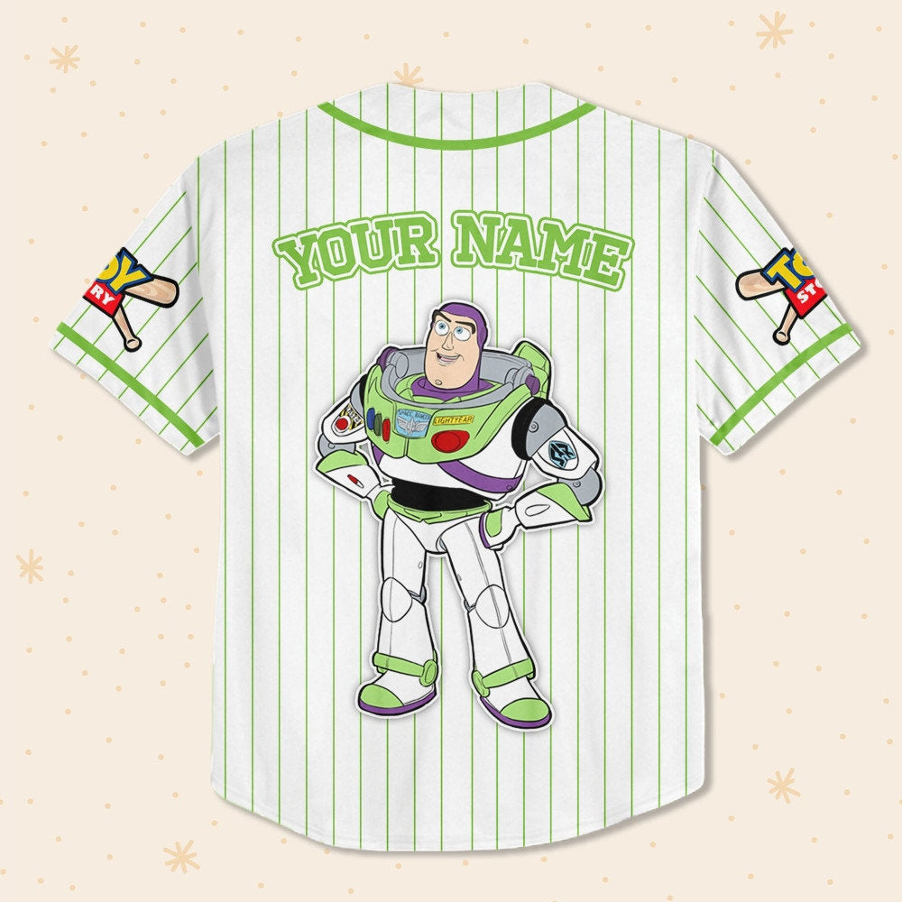 Custom Disney Toy Story Buzz Lightyear Baseball Jersey for Kids, Youth, Adult
