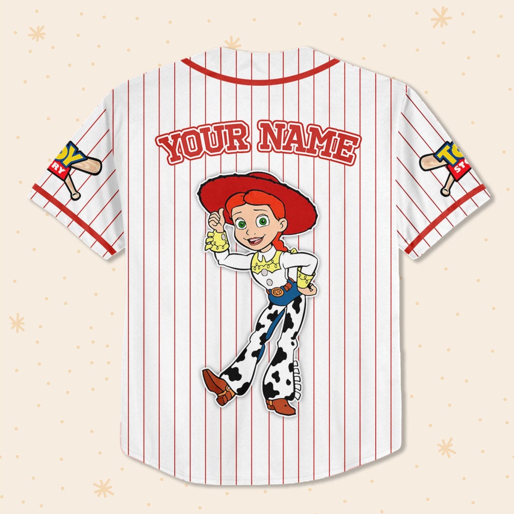 Custom Disney Toy Story Jessie Baseball Jersey for Kids, Youth, Adult