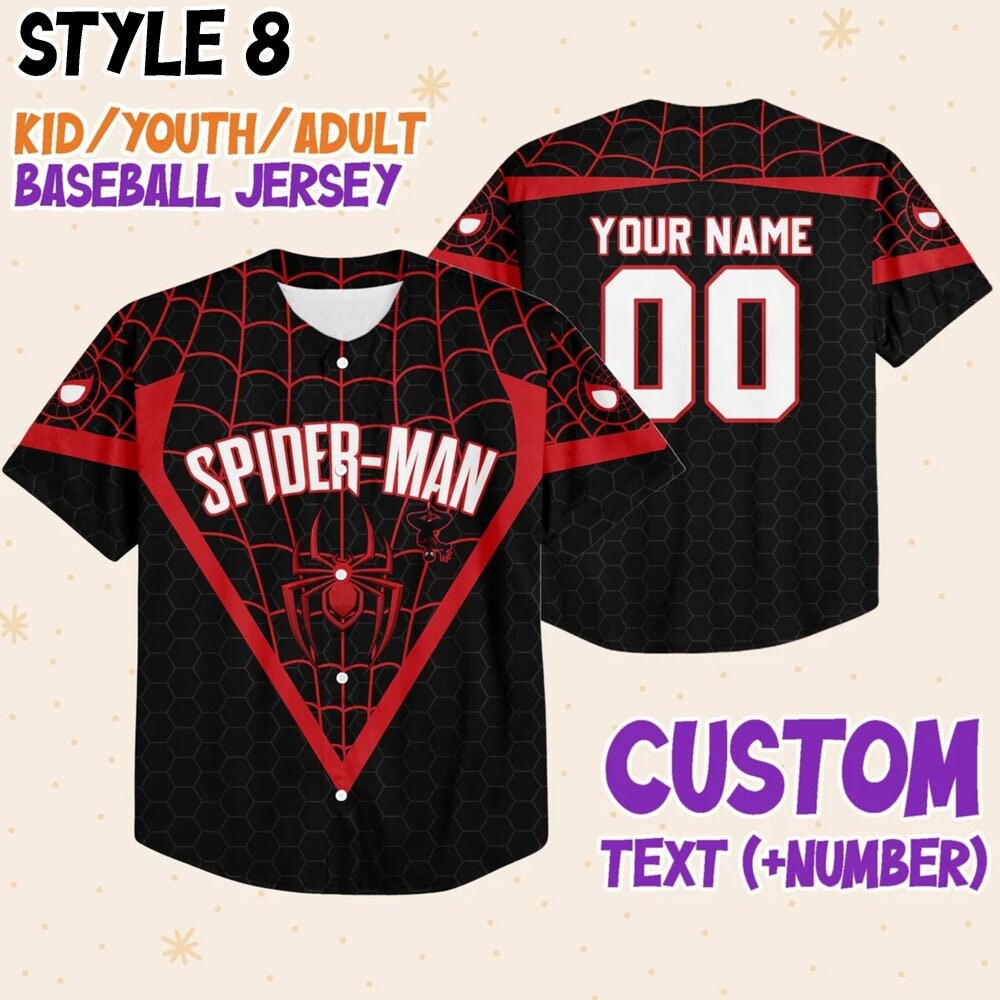 Personalize Disney Spider Man Baseball Jersey for Kids, Youth, Adult