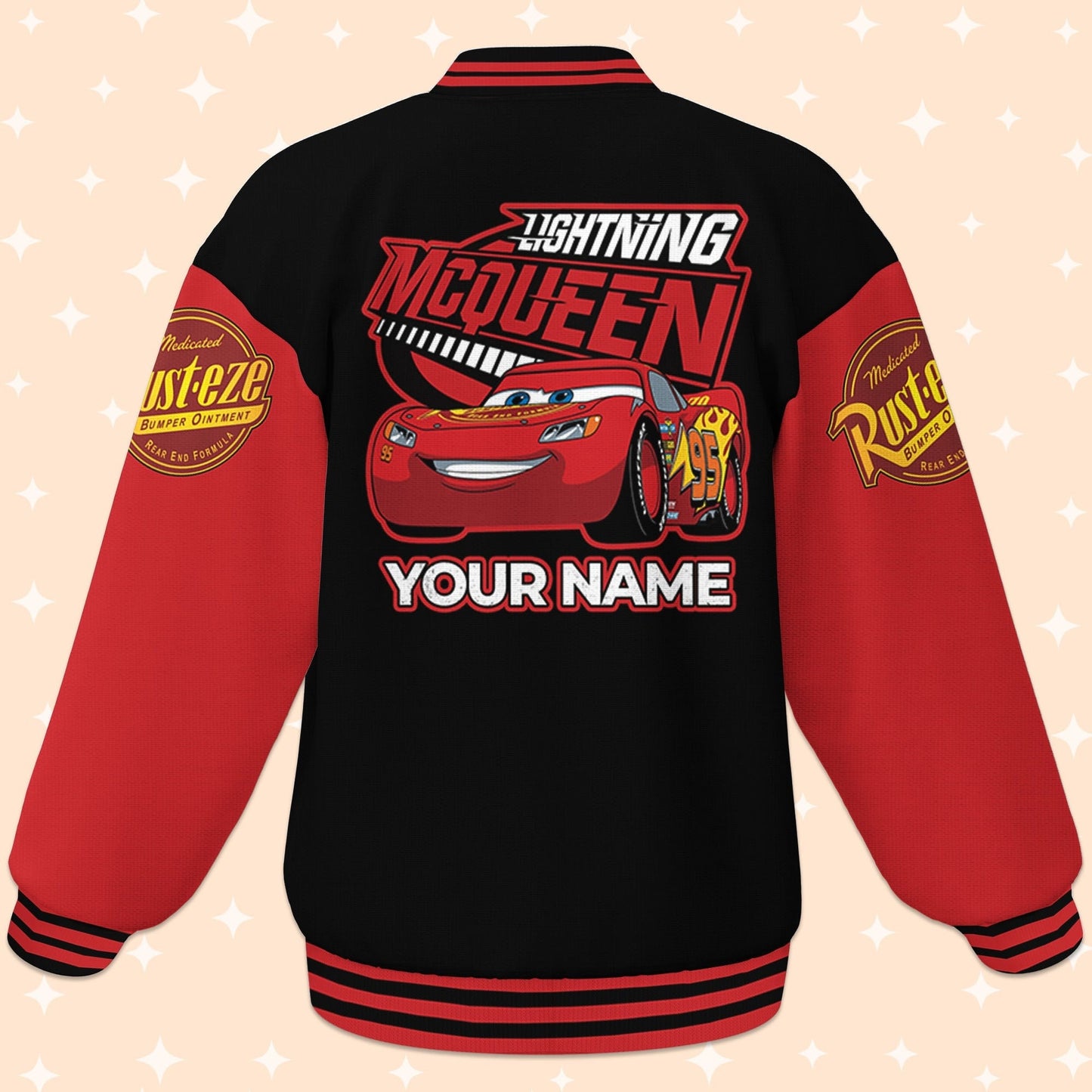 Custom Cars Lightning McQueen Black Varsity Jacket