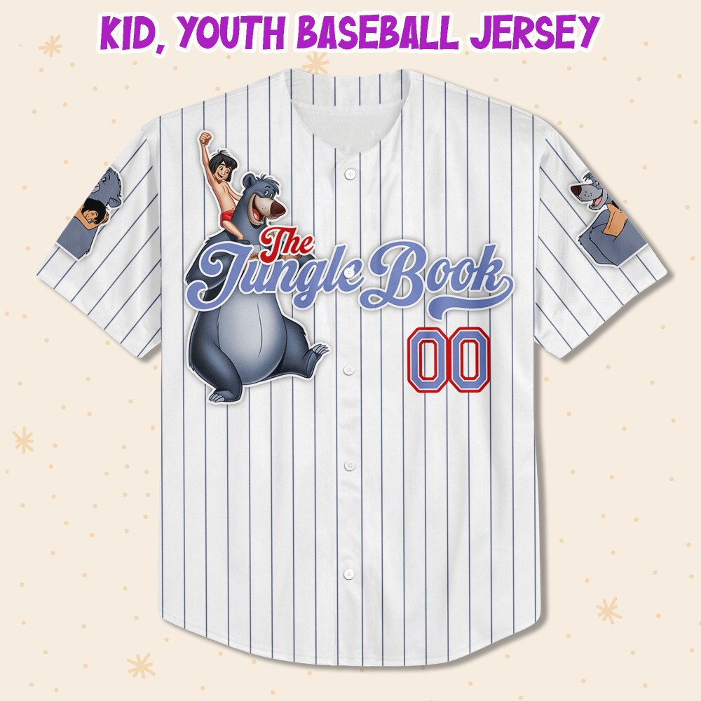 Custom Disney The Jungle Book Stripe Fun Baseball Jersey for Kids, Youth, Adult
