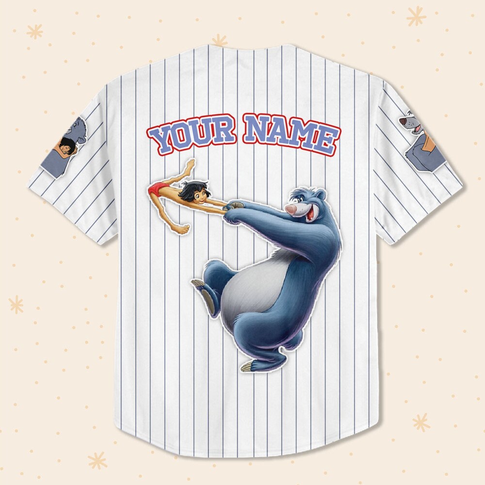 Custom Disney The Jungle Book Stripe Fun Baseball Jersey for Kids, Youth, Adult