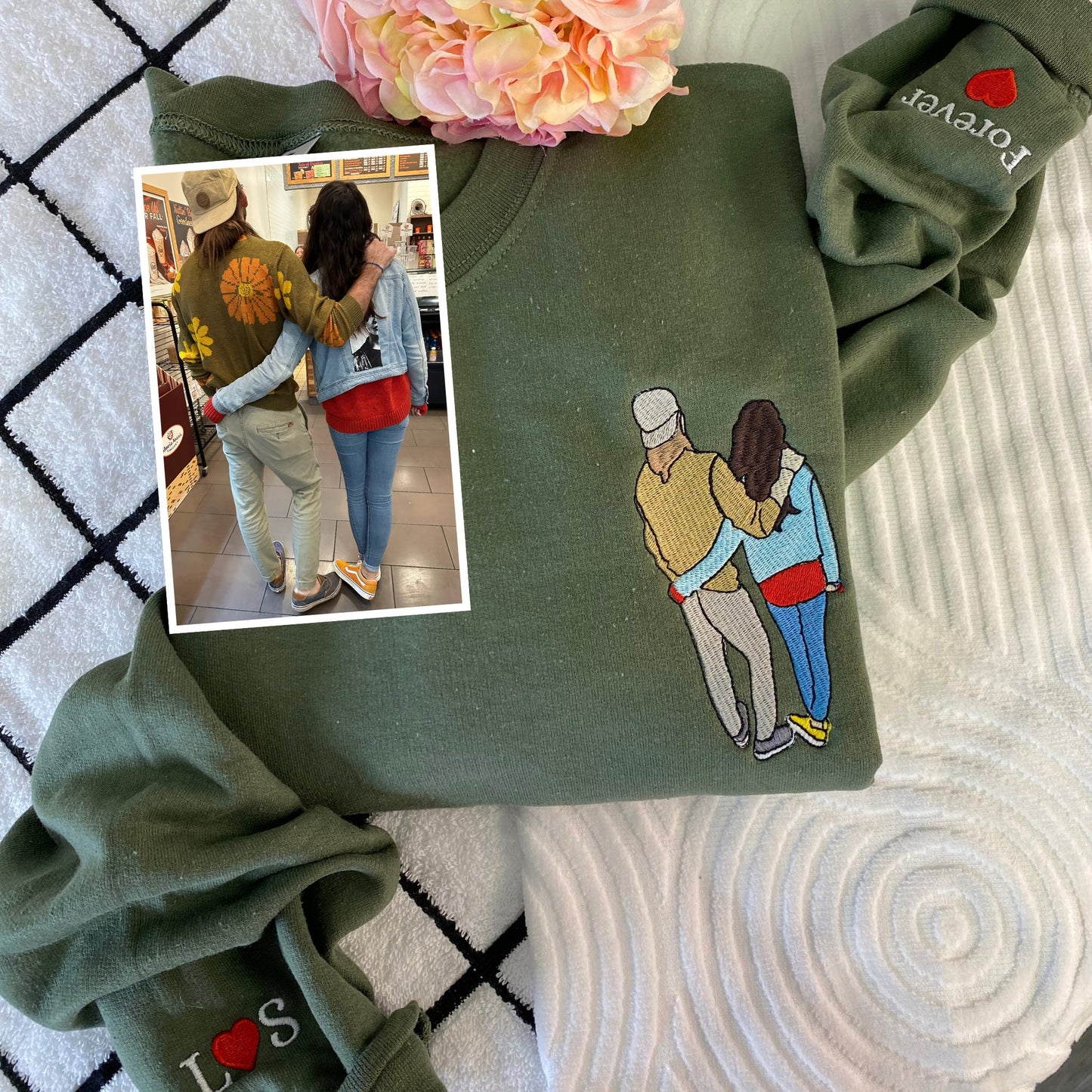 Embroidered Dad Portrait Sweatshirt From Picture - Unique Fathers Day Gifts