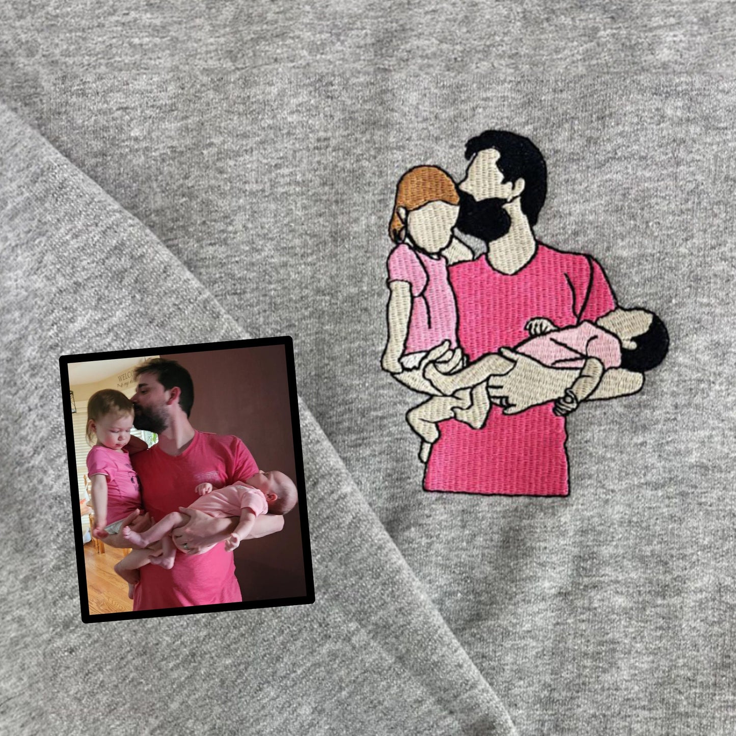 Embroidered Dad Portrait Sweatshirt From Picture - Unique Fathers Day Gifts