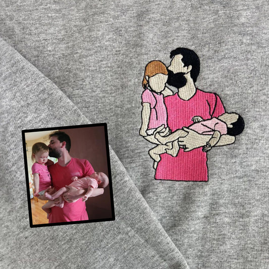 Embroidered Dad Portrait Sweatshirt From Picture - Unique Fathers Day Gifts
