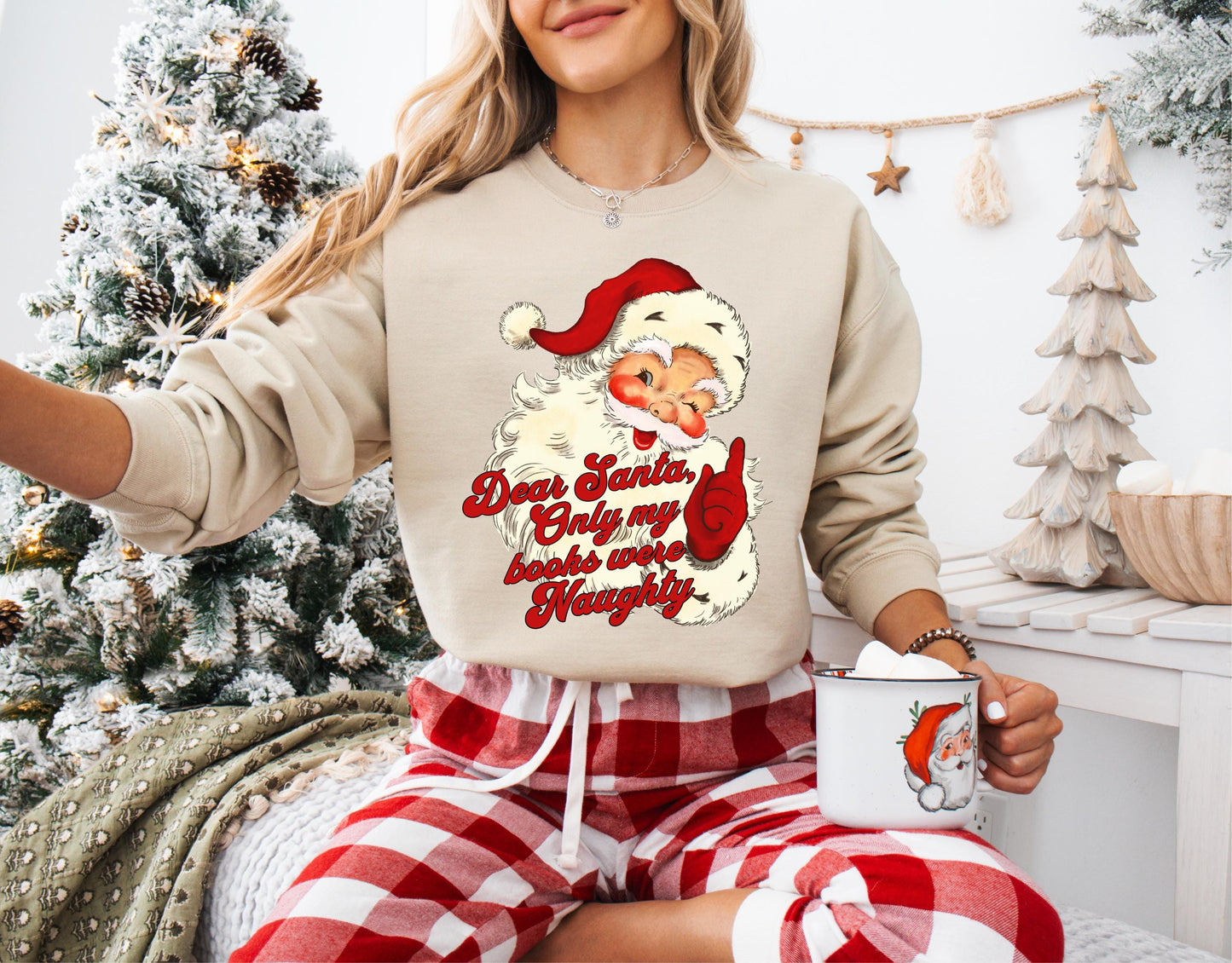Retro Santa Christmas Sweatshirt, Bookish Christmas