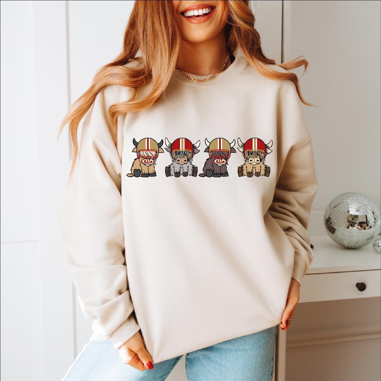 NFL Highland Cow Football Sweatshirt