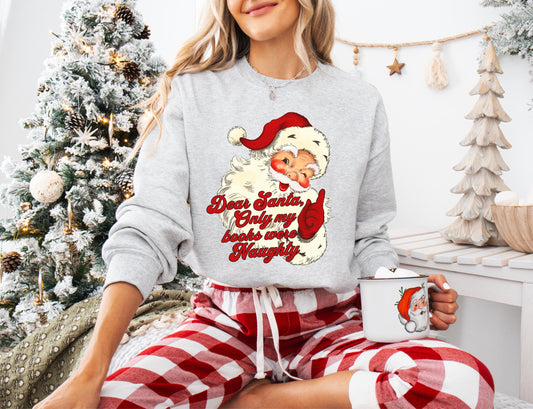 Retro Santa Christmas Sweatshirt, Bookish Christmas