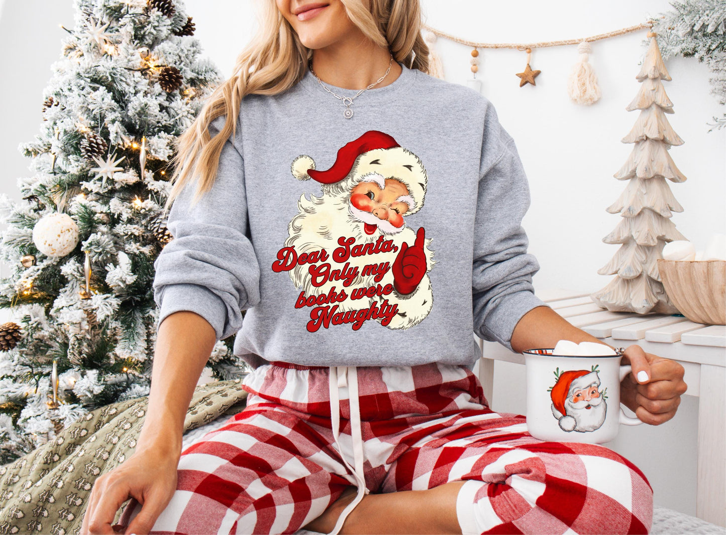 Retro Santa Christmas Sweatshirt, Bookish Christmas
