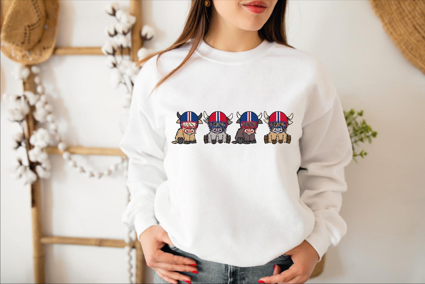 NFL Highland Cow Football Sweatshirt