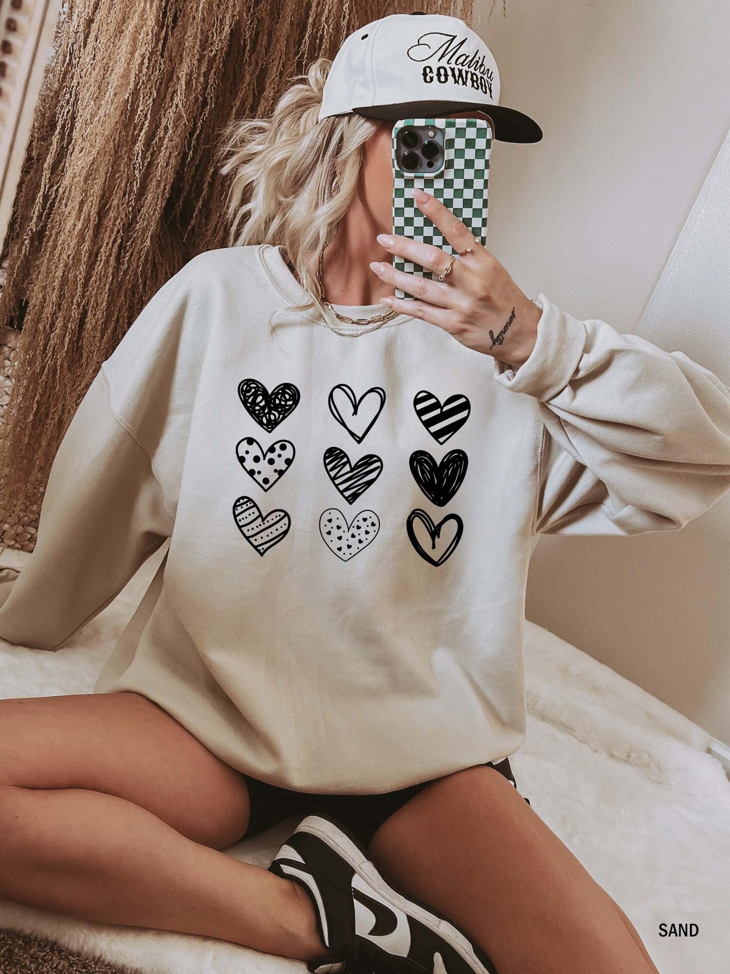 Womens Valentines Hearts Sweatshirt